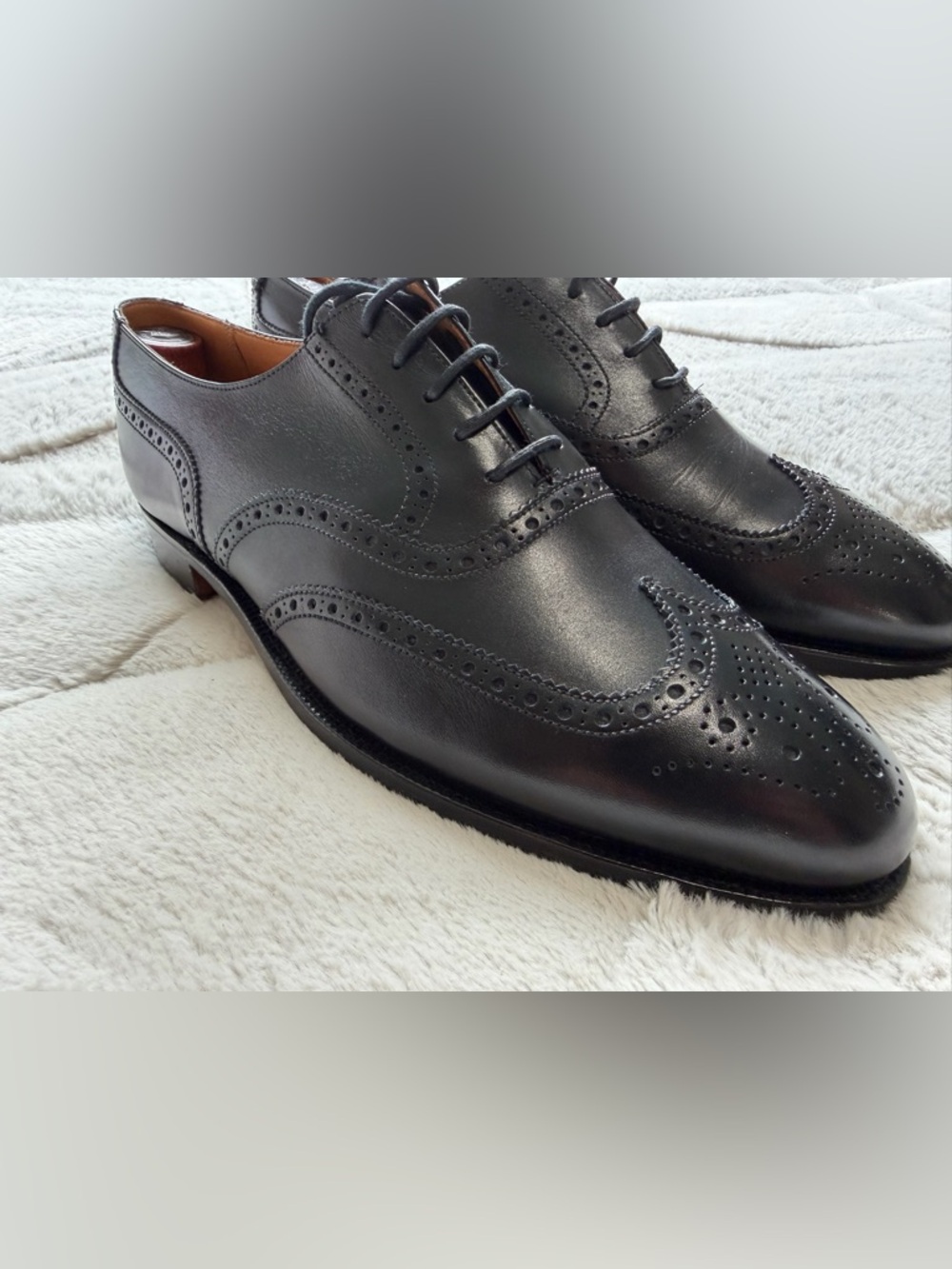 Like NEW! $940 Crockett Jones for Brooks Brothers Wingtip Oxford Brogues 9.5 - Picture 2 of 15